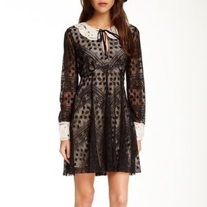 Free People Long Sleeve Black Lace Dress